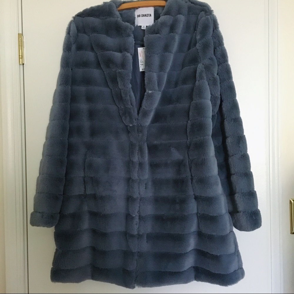 South Moon Under Faux Blue/Grey Fur Coat
